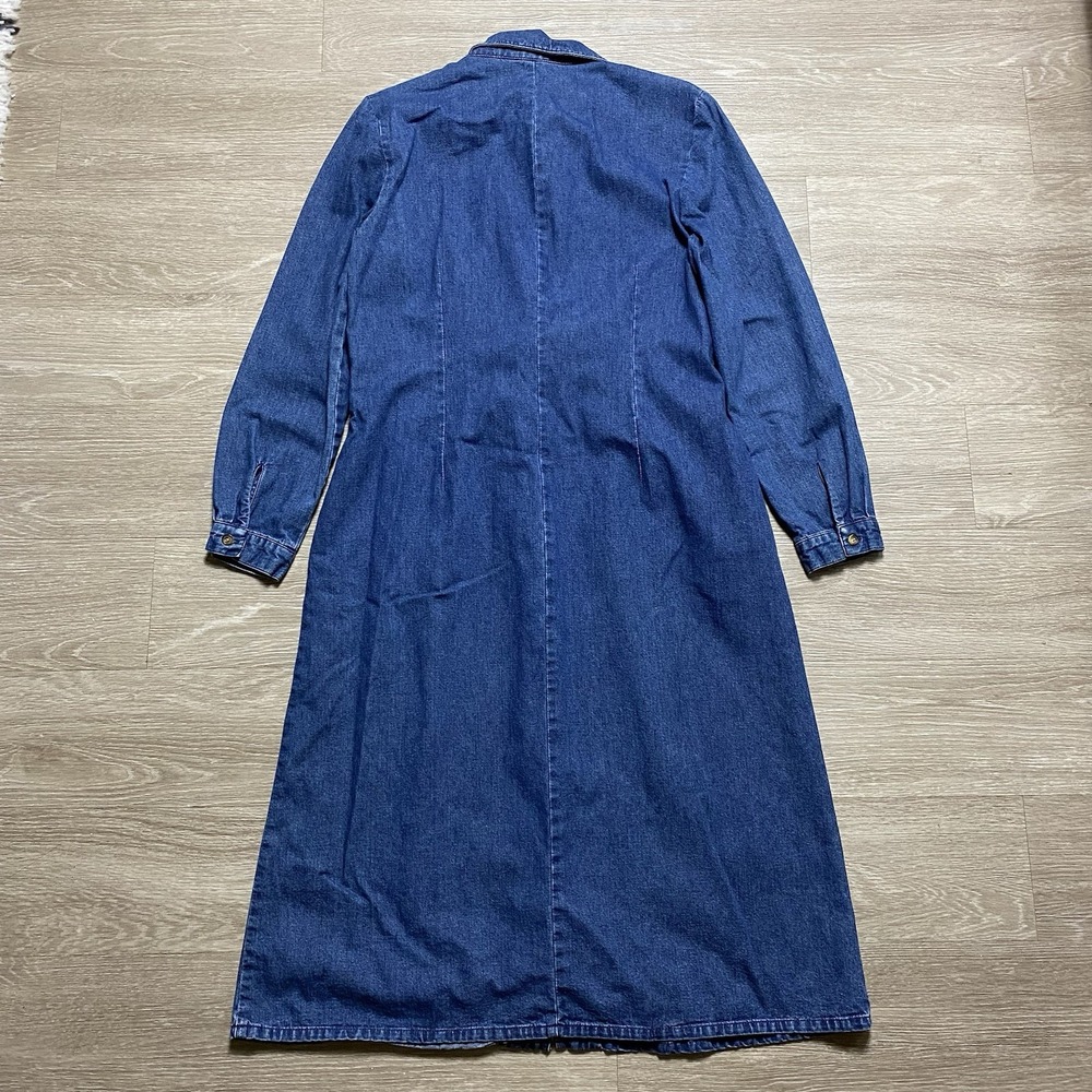 Vintage Orvis Western Denim Dress Women's 12 Blue Long Modest Prairie Pintuck - Picture 7 of 7